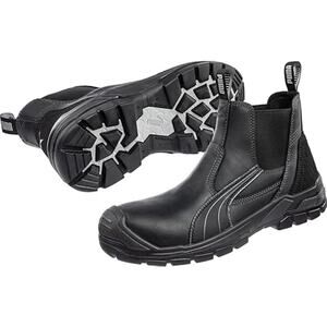 Puma Mens 10 Black Leather Tanami Mid Chelsea Boots Slip On Composite Toe LB3-28